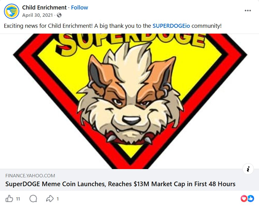 Child Enrichment thanks the SuperDoge community