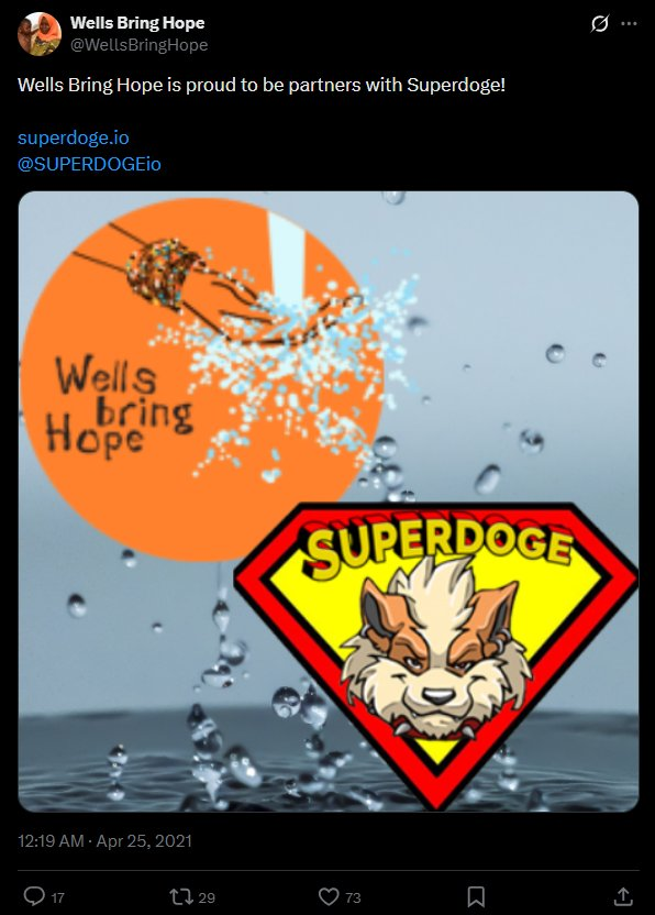 Wells Bring Hope thanks the SuperDoge community